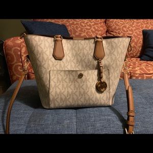 MICHAEL Michael Kors Beige and Brown Shoulder Bag